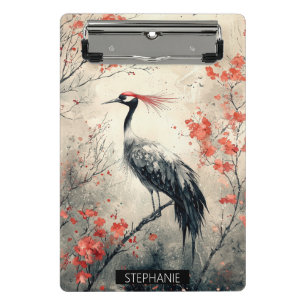 Mini Porte-bloc Fleur de grue cramoisie Encre lavis (1)