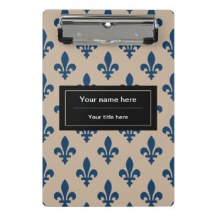Mini Porte-bloc Fleur de Lis Motif, Français, Royal, Bleu marine