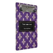Mini Porte-bloc Fleur de Lis Motif, Français, Royal, Crème, Violet (Incliné)