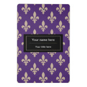 Mini Porte-bloc Fleur de Lis Motif, Français, Royal, Crème, Violet (Dos)