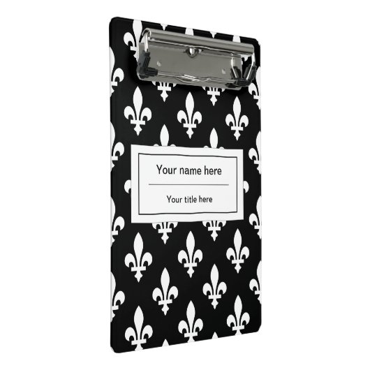 Mini Porte-bloc Fleur de Lis Motif, française, royale, blanche (Incliné)