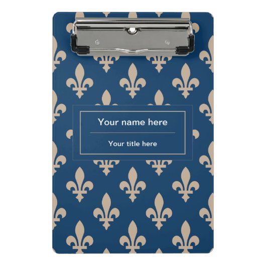Mini Porte-bloc Fleur de Lis Motif, française, royale, crème, bleu (Devant)