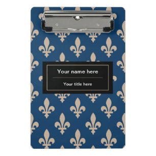 Mini Porte-bloc Fleur de Lis Motif, française, royale, crème, bleu