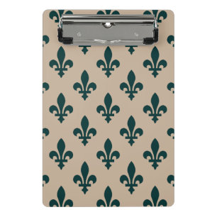 Mini Porte-bloc Fleur de Lis Motif, Royal French Green on Cream