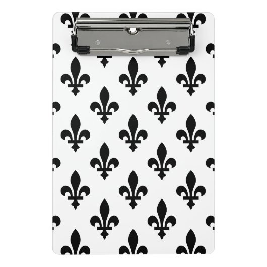 Mini Porte-bloc Fleur de Lis Motif, Royal French, Noir sur Blanc (Devant)