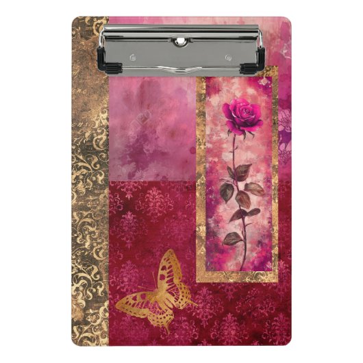 Mini Porte-bloc Fleur de style rose rose chaud (Devant)