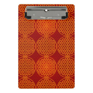 Mini Porte-bloc Fleur de vie - motif de timbre - orange rouge