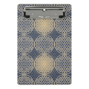 Mini Porte-bloc Fleur de Vie - motif de timbre - sable bleu