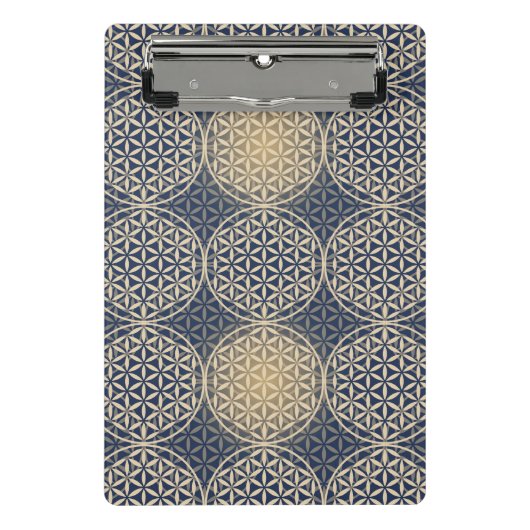 Mini Porte-bloc Fleur de Vie - motif de timbre - sable bleu (Devant)