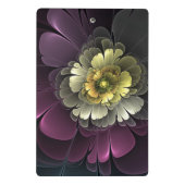 Mini Porte-bloc Fleur fractale grise et pourpre moderne abstraite (Dos)