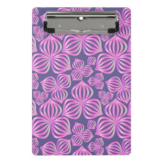 Mini Porte-bloc Fleurs abstraites bleu rose transparent + vos idée (Devant)