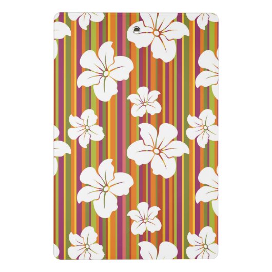 Mini Porte-bloc Fleurs blanches sur un arrière - plan rayé (Dos)