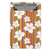 Mini Porte-bloc Fleurs blanches sur un arrière - plan rayé (Devant)