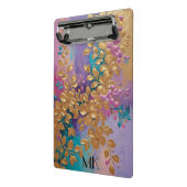 Mini Porte-bloc Fleurs D'Or Peintes Sur Lilac Rose Turquoise (Angle2)