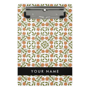 Mini Porte-bloc Fleurs oranges, motif floral, Boho, votre nom