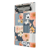 Mini Porte-bloc Fleurs Rétro en Patchwork Rose et Bleu (Angle2)