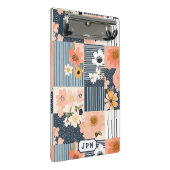 Mini Porte-bloc Fleurs Rétro en Patchwork Rose et Bleu (Incliné)