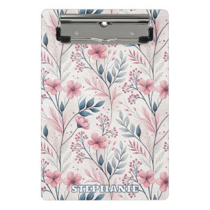 Mini Porte-bloc Fleurs roses délicates avec feuillage bleu atténué