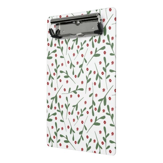 Mini Porte-bloc Fleurs rouges, motif feuille vert (Angle2)