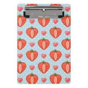 Mini Porte-bloc Fraises de coeur avec le pois et les coeurs