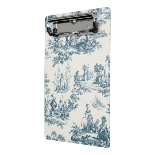 Mini Porte-bloc Français toile de jouy sage vert élégant (Angle2)