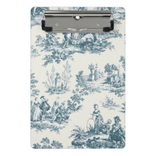 Mini Porte-bloc Français toile de jouy sage vert élégant