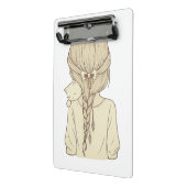 Mini Porte-bloc Girl with Braid and Cat Illustration – Soft Pastel (Angle2)