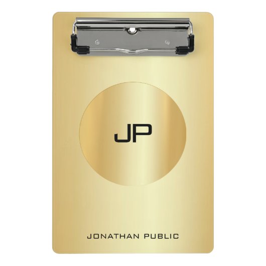 Mini Porte-bloc Gold Look Elegant Monogramme Modèle moderne (Devant)