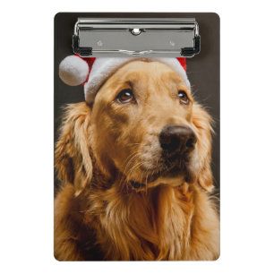 Mini Porte-bloc Golden retriever posant pour son Noël