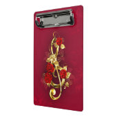 Mini Porte-bloc Golden Treble Clef avec fleurs Roses (Angle2)