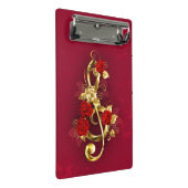 Mini Porte-bloc Golden Treble Clef avec fleurs Roses (Incliné)