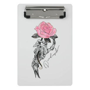 Mini Porte-bloc Goth Squelette Main Avec Rose Rose Rose Décès à
