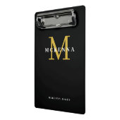 Mini Porte-bloc Gras moderne Monogramme Noir Or Nom initial (Angle2)