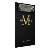Mini Porte-bloc Gras moderne Monogramme Noir Or Nom initial (Incliné)