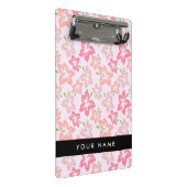 Mini Porte-bloc Hibiscus Rose, Fleurs Roses, Votre Nom (Incliné)