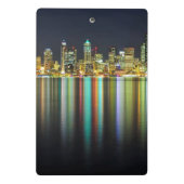 Mini Porte-bloc Horizon de Seattle la nuit avec la réflexion (Dos)