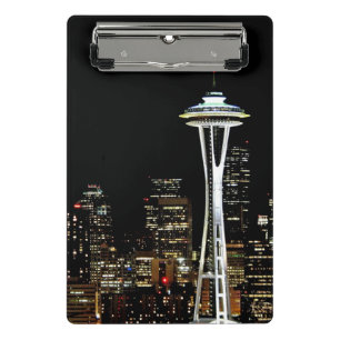 Mini Porte-bloc Horizon de Seattle la nuit, avec l'aiguille de