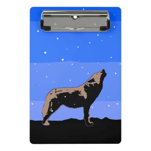 Mini Porte-bloc Howling Wolf en hiver - Art faunique original (Devant)