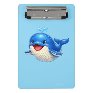 Mini Porte-bloc Illustration de baleine mignonne aux grands yeux A