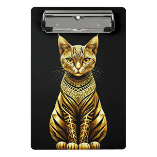 Mini Porte-bloc Illustration de chat doré orné
