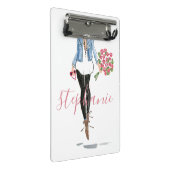 Mini Porte-bloc Illustration de mode Femme avec fleurs (Incliné)