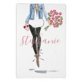 Mini Porte-bloc Illustration de mode Femme avec fleurs (Dos)