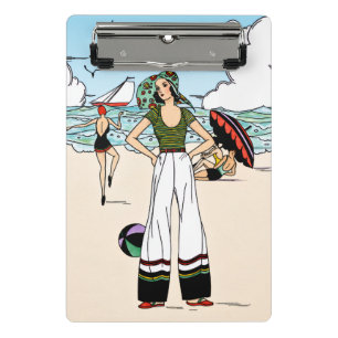 Mini Porte-bloc Illustration de plage Art Déco vintage années 1920