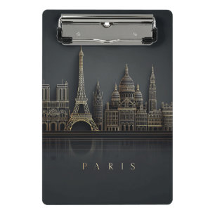 Mini Porte-bloc Illustration élégante de la skyline de Paris en or