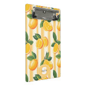 Mini Porte-bloc Impression botanique de citron jaune sur rayures c (Incliné)