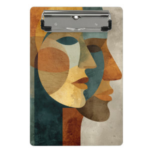 Mini Porte-bloc Impression d'art mural de visages abstraits cubist