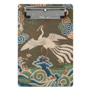 Mini Porte-bloc Impression de broderie en soie blanche antique chi