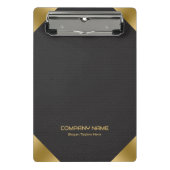 Mini Porte-bloc Impression en cuir noir avec accents or (Devant)