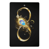 Mini Porte-bloc Infinité avec plume de paon doré (Dos)