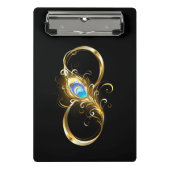 Mini Porte-bloc Infinité avec plume de paon doré (Devant)